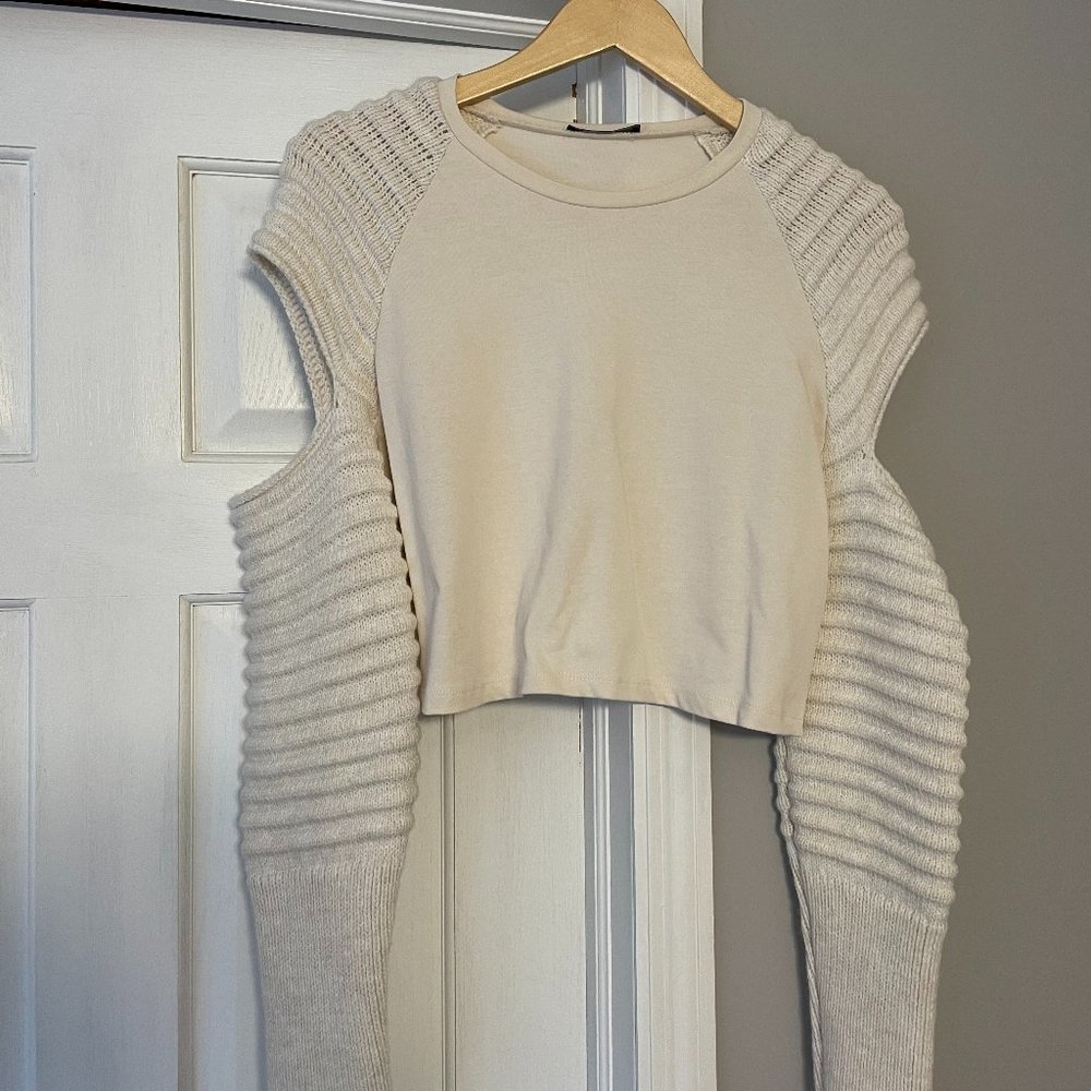Zara Cream-Colored Cropped Long Sleeve